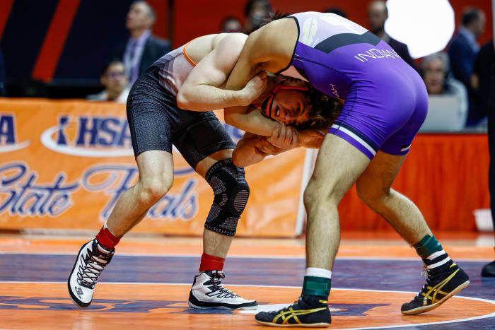 St. Charles East senior wrestler Ben Davino